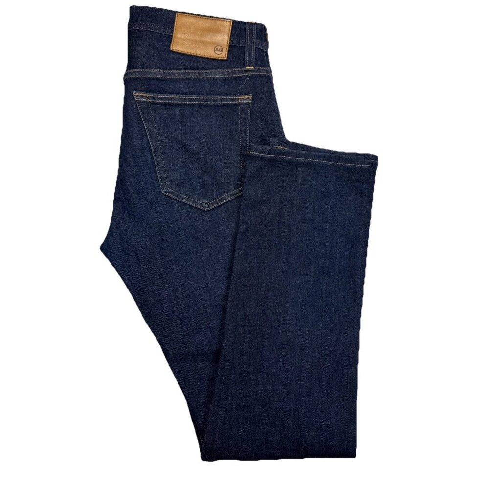 Ag Adriano Goldschmied Men’s Slim Jeans in Dark Indigo with Tan Leather Patch